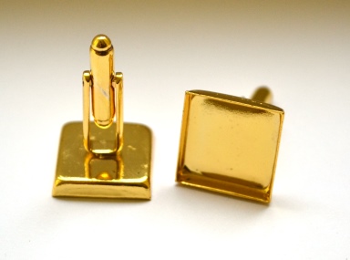 Lôžka na manžetové gombíky štvorec - 16 mm farba zlatá. II.trieda