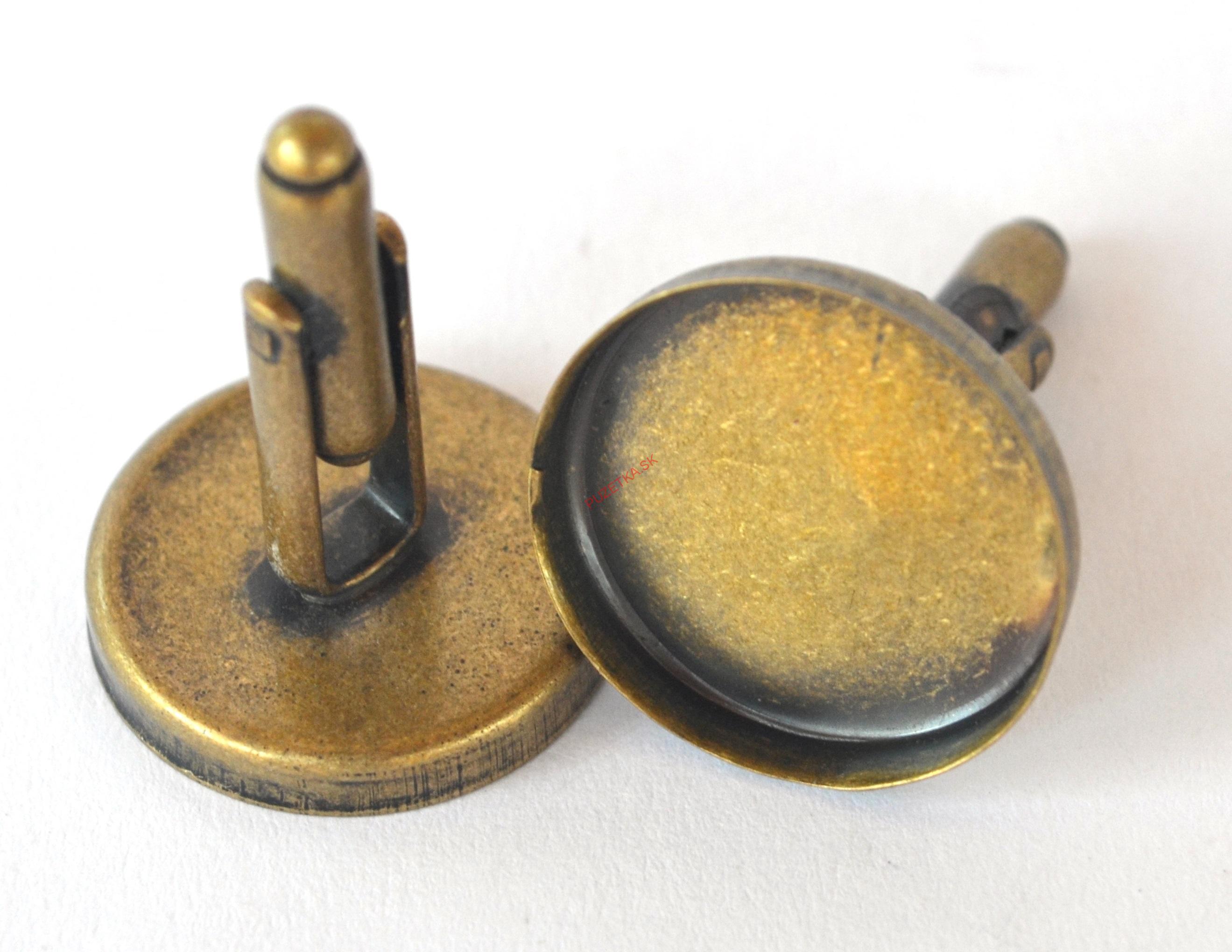 Lôžka na manžetové gombíky, 20 mm, farba starobronz, II. trieda