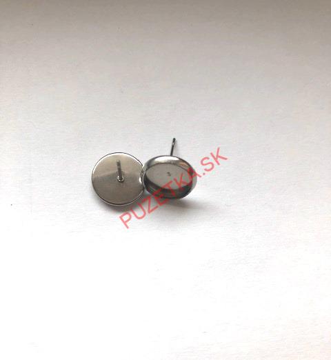 Náušnice - lôžka, tvar kruh, nerezová oceľ, 10 mm - 1 pár + kovové motýliky