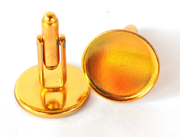 Lôžka na manžetové gombíky, 20mm, zlatá farba - plytké